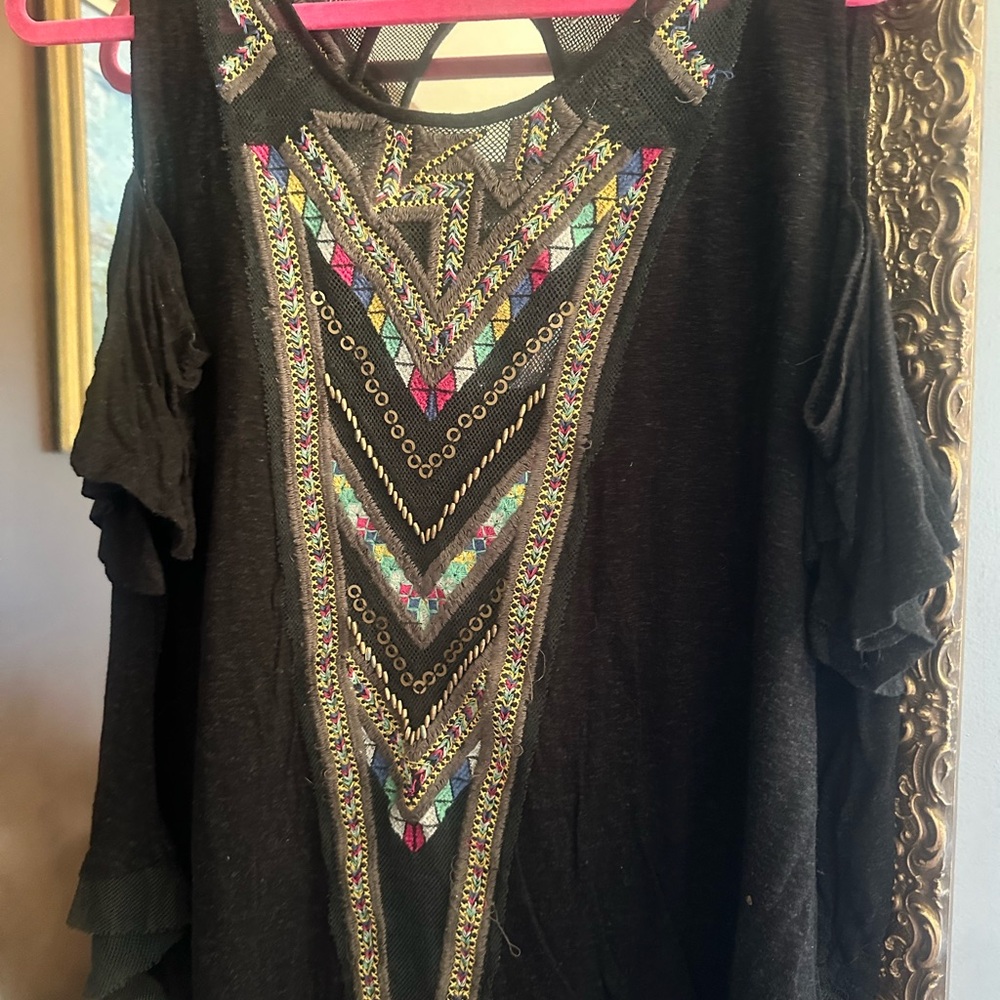 Free people embellished Black Women's Top